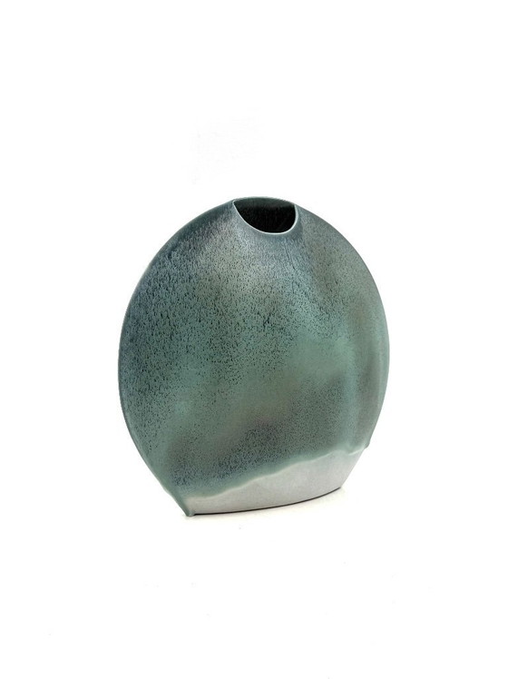 Image 1 of Jarrón solifleur de cerámica azul de mediados de siglo, Francia 1970