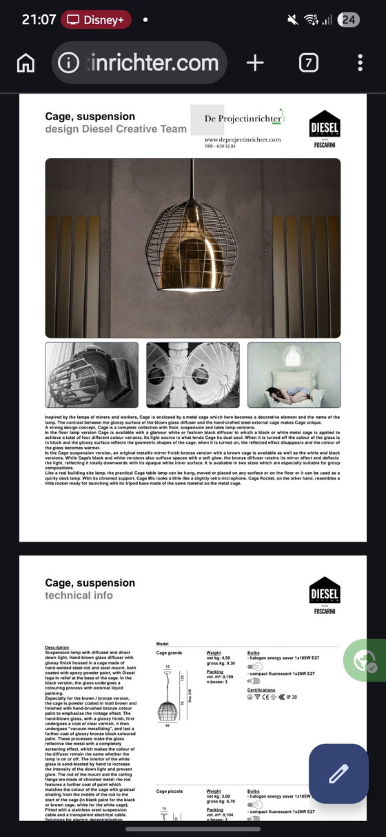 Image 1 of Foscarini Diesel Cage (bronze version)