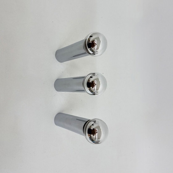 Image 1 of Set di 3 lampade da soffitto/parete minimaliste con tubo cromato, anni '70