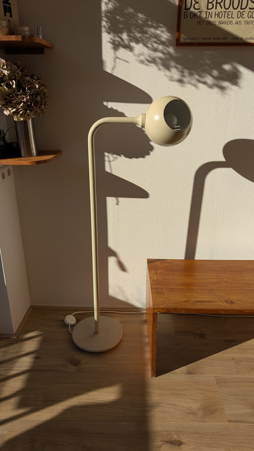 Lampada da terra a forma di occhio, stile Space Age, color crema, anni '60