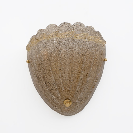 Image 1 of Coppia di lampade a conchiglia in vetro di Murano in stile metà secolo moderno