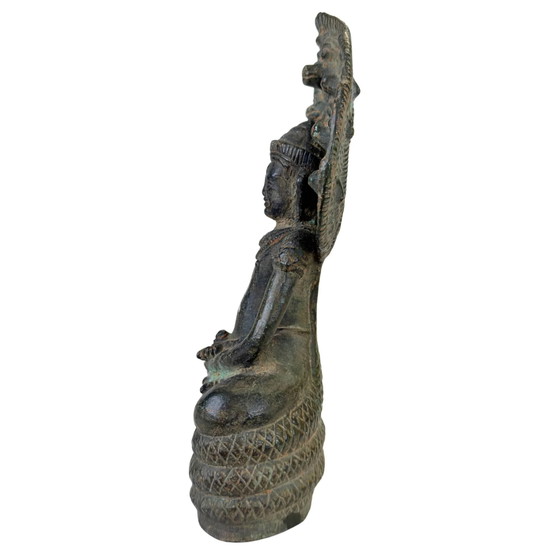 Khmer Naga Buddha Bronze Statue Mucalinda – Solid Bronze – 22 cm – 2.2 kg – Sculpture (photo 6 of 10)