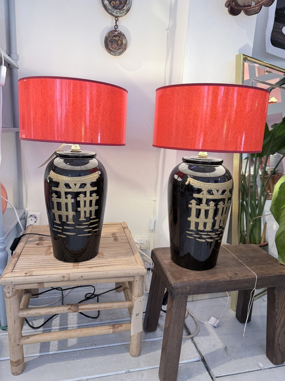 Lampade da tavolo vintage cinesi in stile Chinoiserie - set da 2 – Ceramic (photo 3 of 7)
