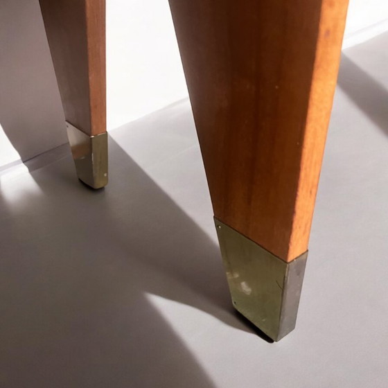 Image 1 of Mid - Century tapered bookcase with brass shoes. Very high quality design piece from the 50s/60s.