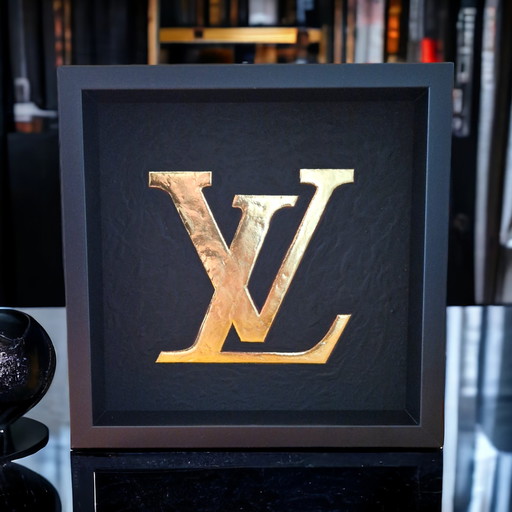 23ct Gold Gilded Artwork Louis Vuitton Logo in Frame - Limited Edition