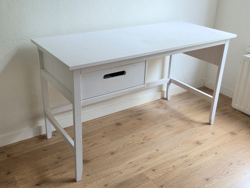 Scrivania in pino massello bianca (129 cm) – Massima qualità tedesca – bureau, Wood