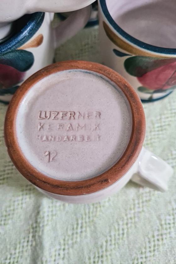 Image 1 of Bellissimo set da caffè in ceramica LUZERNER, con motivi floreali dipinti a mano.