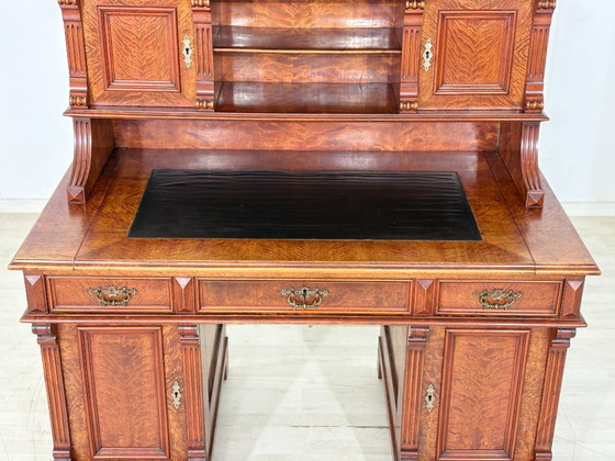 Magnifique bureau d'écriture de l'époque Gründerzeit – Bureau/secrétaire ancien de grande qualité, datant (photo 11 of 24)