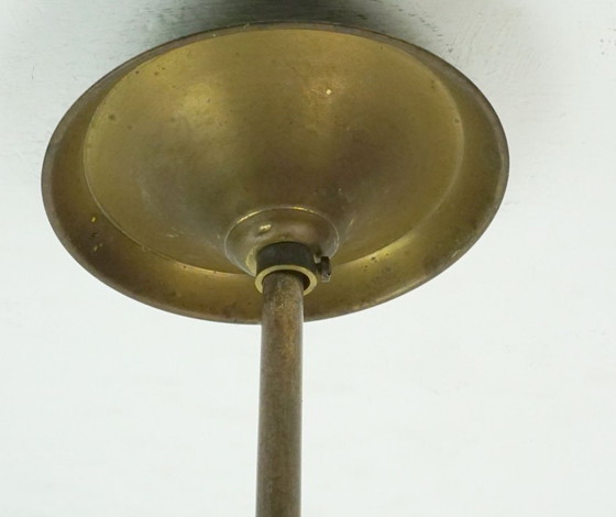 Image 1 of Art déco glazen hanglamp met airbrush spritzdekor, geplooide vorm, avant-gardistisch design uit de jaren 1920-1930.