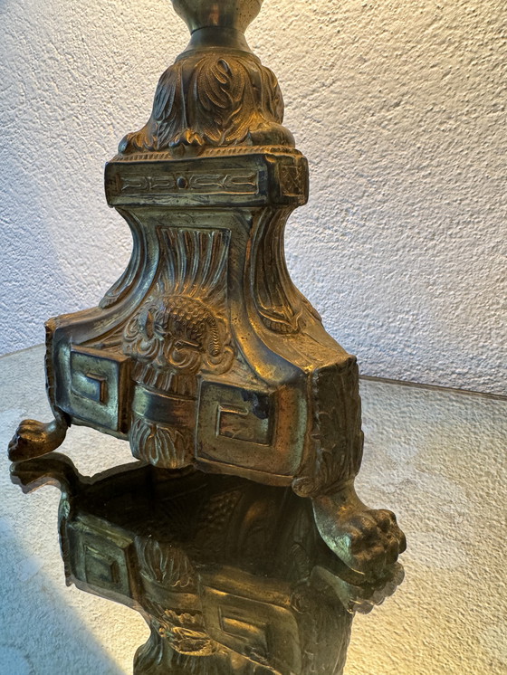 Image 1 of Lampe pique cierge d’église ancien 