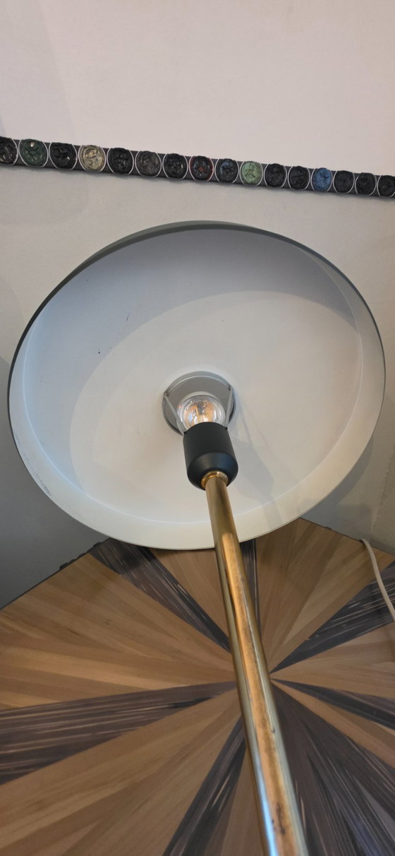 Philips Table lamp, dark green and brass, Lampes, Métal, Laiton, Vert, Mid Century Modern (photo 8 sur 9)