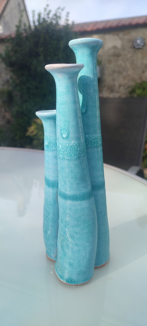 Orgel" Dreifach-Soliflore-Vase aus handgefertigter Keramik – Terre cuite émaillée, Vasen, Ceramic (photo 4 of 10)