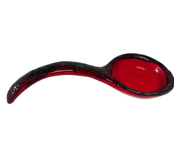 Image 1 of Large Vintage Red Ceramic Soup Tureen w Lid & Ladle Baroque Style Serving Bowl 38cm