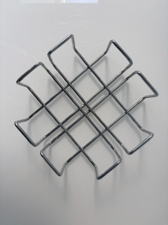 Vintage chromen servettenhouder, geometrisch design, Tafelaccessoires, Metaal, Chroom, Zilver, Modern (foto 8 van 9)