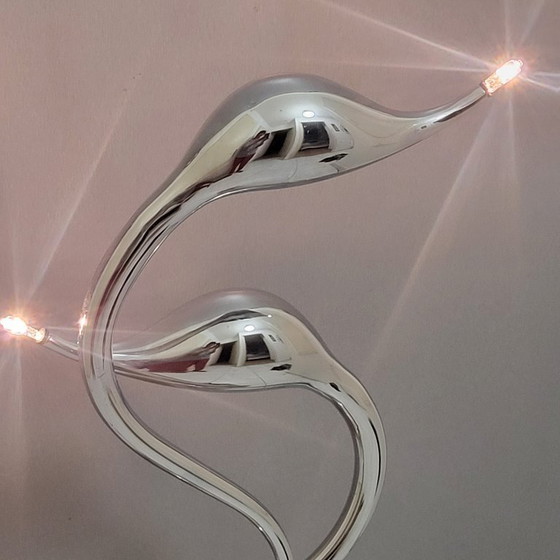 Image 1 of Designer table lamp, swans, Swan, in chrome, Woofi leuchten