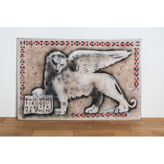 Image 1 of Pair of vintage paintings "lions of Venice" by Gio Magri, Italy 1970