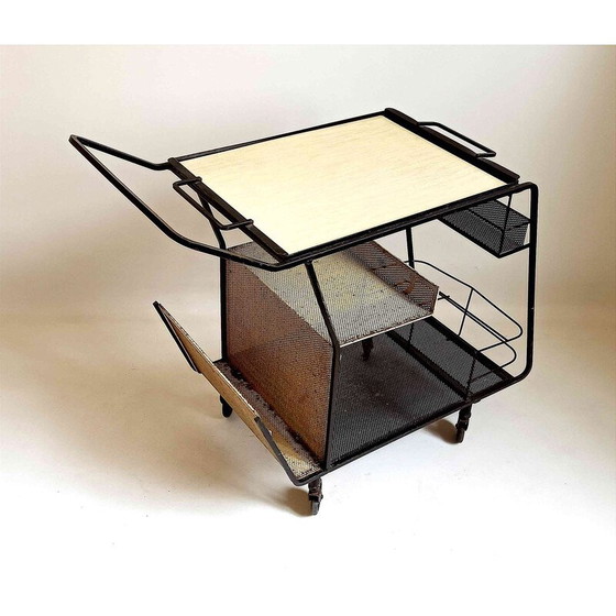 Image 1 of Vintage gele formica trolley van Mathieu Matégot, 1950