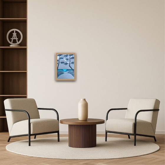 Image 1 of Inkt op getint papier.  Formaat 30x21cm.