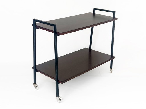 vintage side table with casters