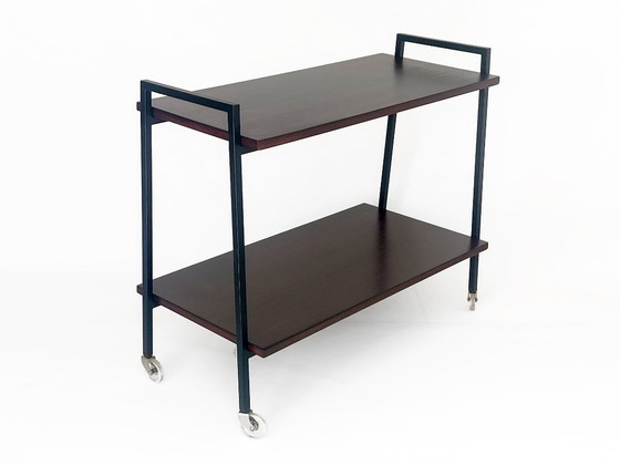 Image 1 of vintage side table with casters