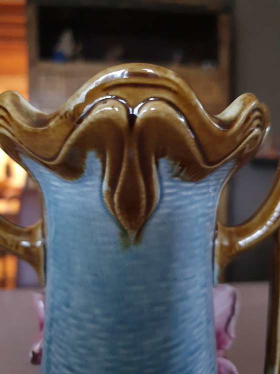 Image 1 of Art Nouveau vase ca. 1900 - relief rose - 27 cm