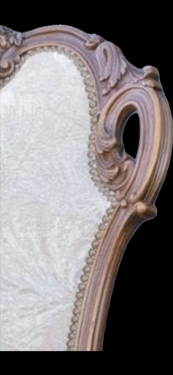 4 italienische Barock Esszimmerstühle, Stoff, Holz, Beige (Foto 3 von 5)
