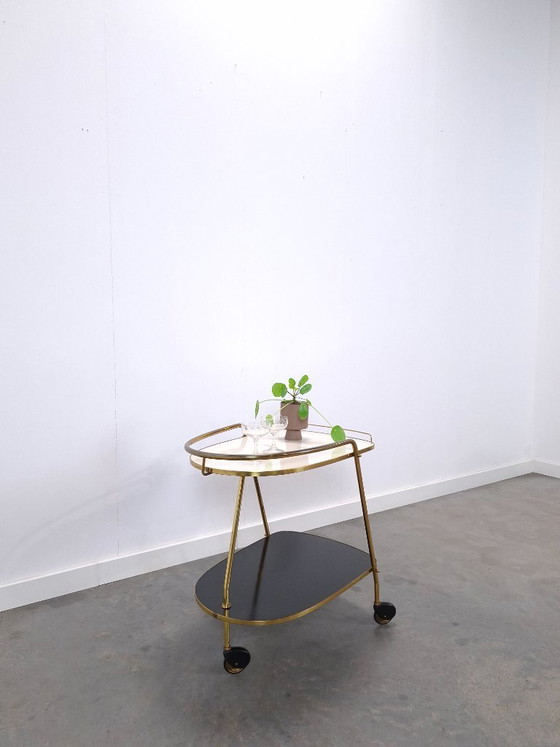Image 1 of Ilse Möbel trolley met zwart wit formica