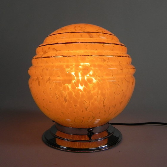 Image 1 of Lampada da soffitto Art Déco con globo rosa nuvoloso, anni '30