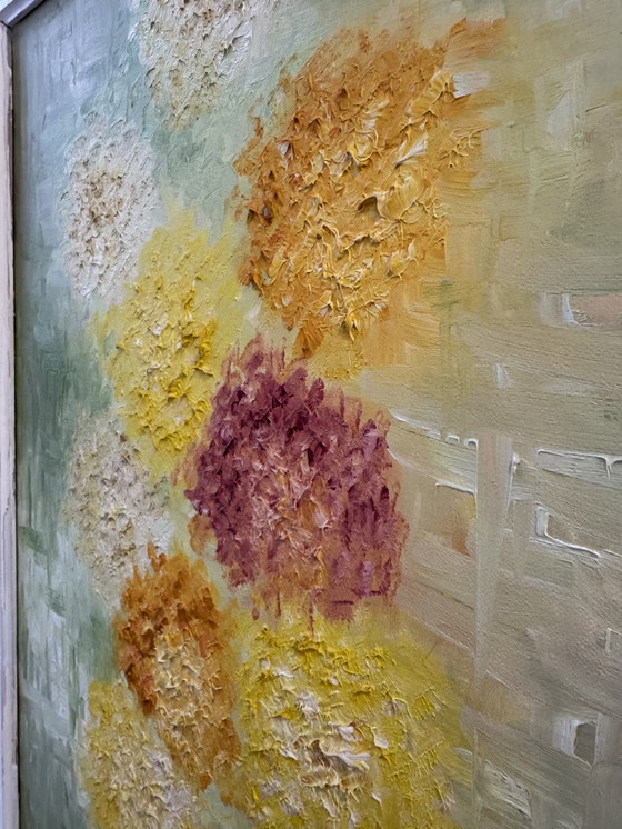 Image 1 of Olieverfschilderij op canvas, chrysanten, 1965