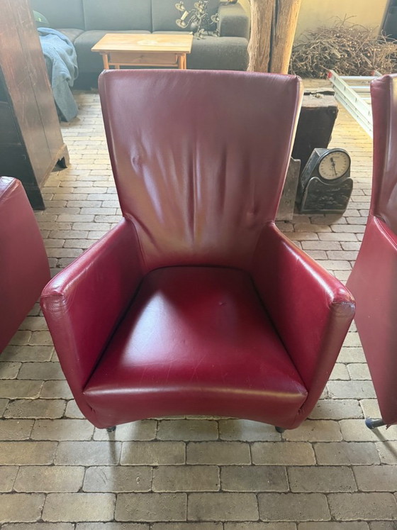 Montis Windy Armchairs – Gerard Van Den Berg – Bordeaux Red Leather (photo 6 of 12)