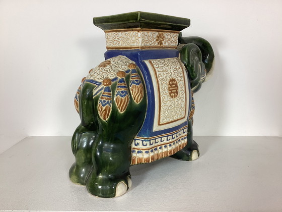 Image 1 of Vintage keramieken olifant plantentafel seventies 