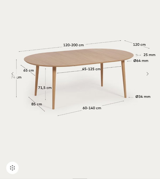 Image 1 of Kave Home Oqui round/oval extendable table 120-200cm