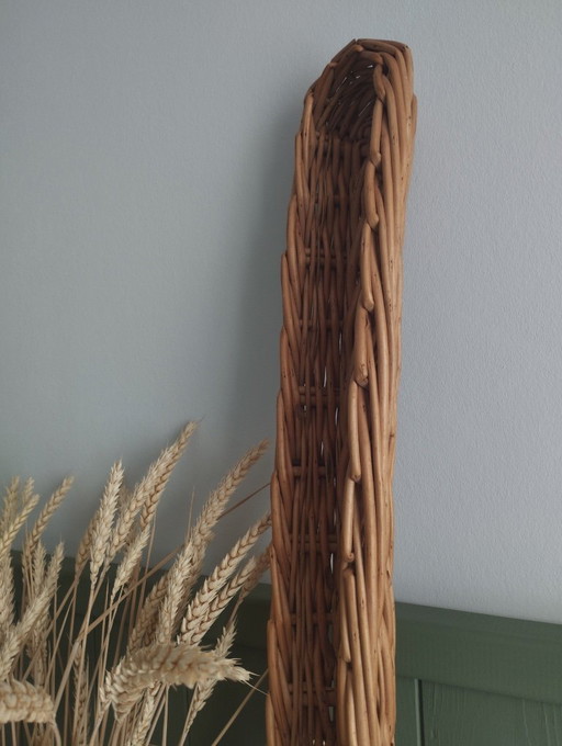 Antico grande cesto da panettiere in vimini intrecciato - Baguette