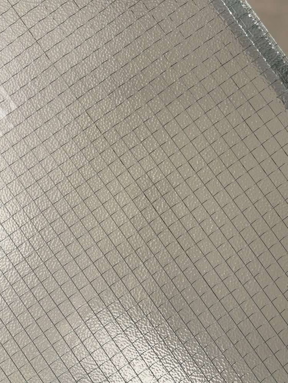 Image 1 of Table basse en acier inoxydable avec plateau en verre armé, style minimaliste des années 1960