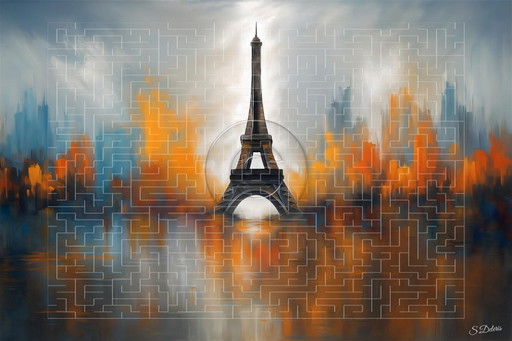 Cadre Sur Toile "Abstract Eiffel Tower" / Abstract Art / Décoration Murale (75 x 50 cm)