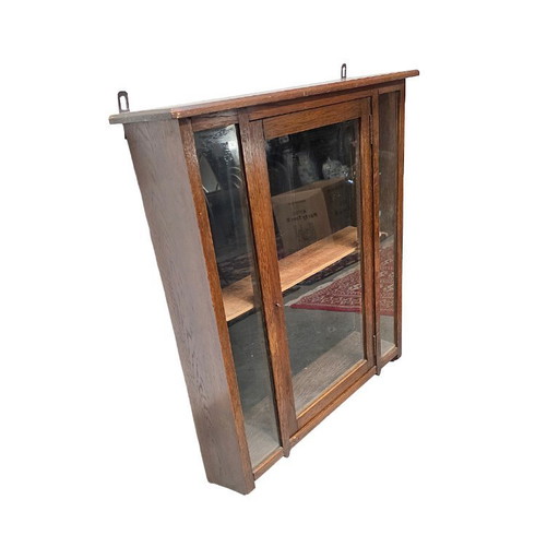 Old oak display cabinet, mid-20th century