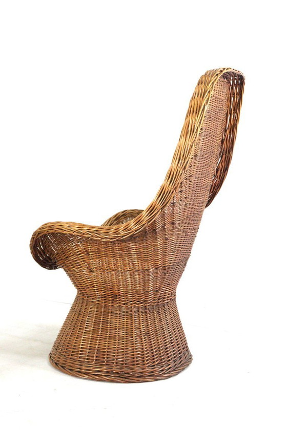 Image 1 of Set van 2 vintage rattan rotan stoelen fauteuils met kussentje