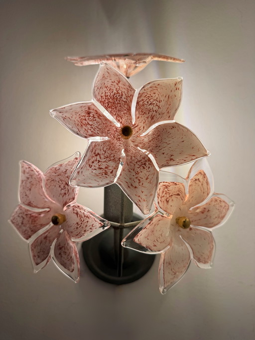 Applique floreali in vetro di Murano degli anni '70