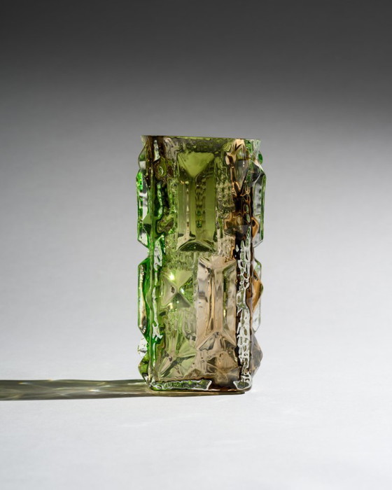 Image 1 of Czech Brutalist Glass Vase Attributed to Vladislav Urban or Rudolf Jurnikl SKLO