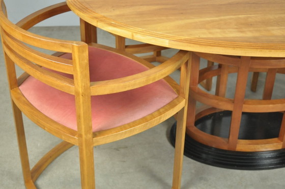 Image 1 of Eccezionale set da pranzo in legno di alberi da frutto in stile Art Déco, anni '80
