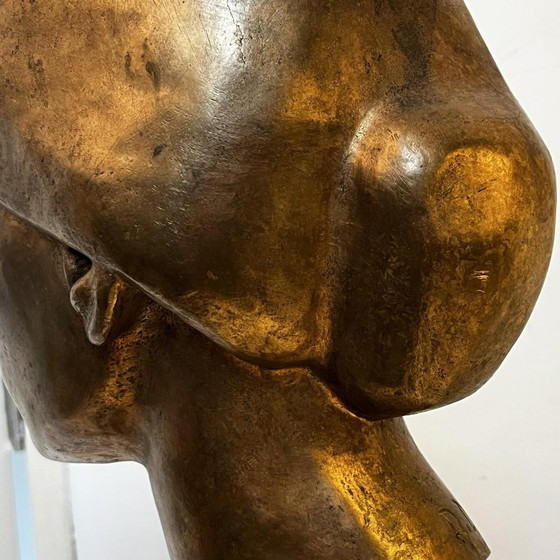 Robert Delnest, Woman's Bust, 1961, Bronze – Sculpture, Marble, Art Deco (photo 4 of 17)