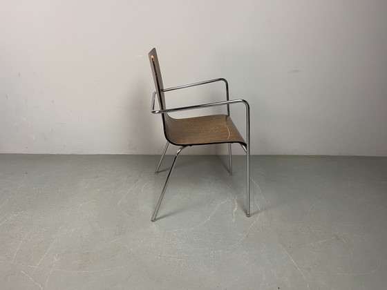 Set van zes mid-century moderne eetkamerstoelen van wengéhout, toegeschreven aan Thonet, Duitsland, jaren (photo 10 of 15)