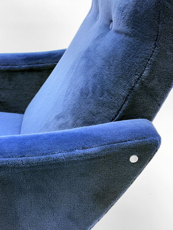 Image 1 of Pair of Royal Blue Galion Lounge Chairs by Steiner (1950s)