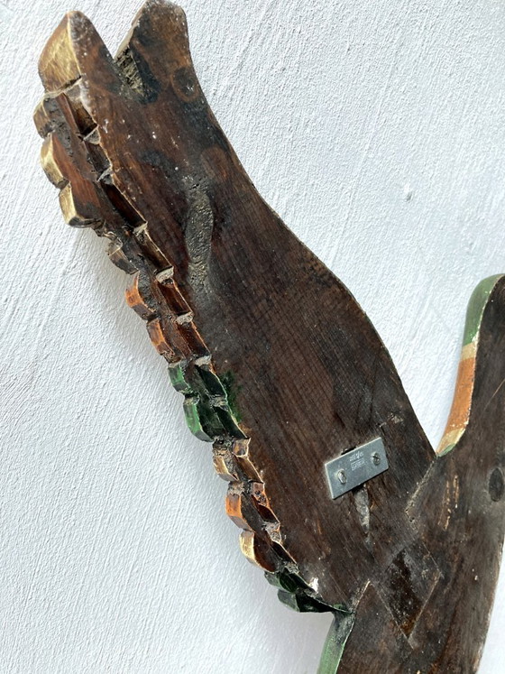 Trio di anatre germano reale in legno intagliato e dipinto, Decorazione murale, Decorazioni murali, Verde (foto 18 di 19)
