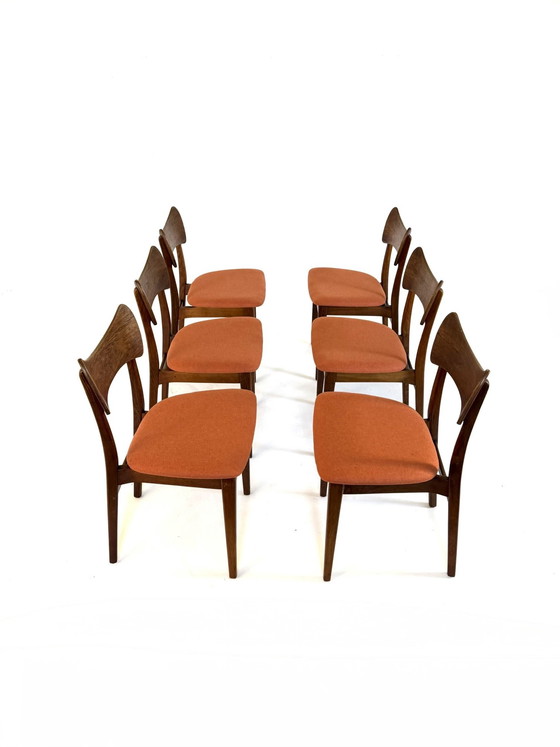 Image 1 of 6 chaises de salle à manger danoises en teck restaurées, années 60