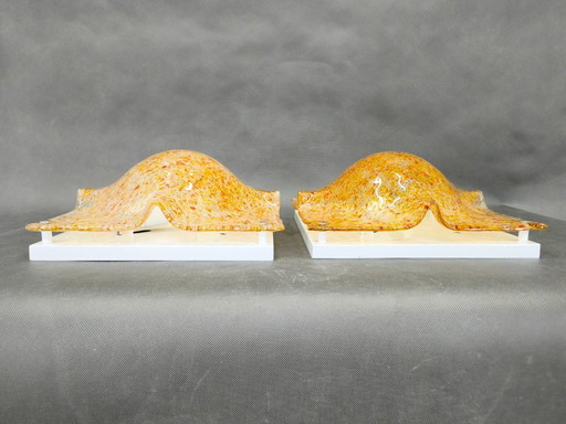 Paire d'appliques murales en verre de Murano, conçues par Toni Zuccheri pour Mazzega, années 1970