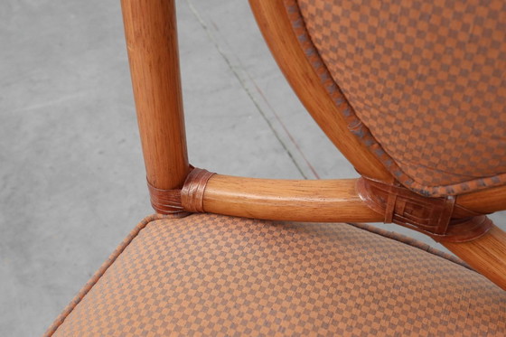 Image 1 of Set of 6 bamboo dining room chairs with geometric upholstery by Gasparucci, Italy 1980s