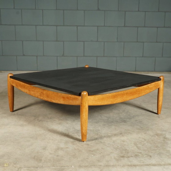 Vintage Oak Coffee Table – Carl Straub – 1960s – Wood, Ceramic (photo 3 of 8)