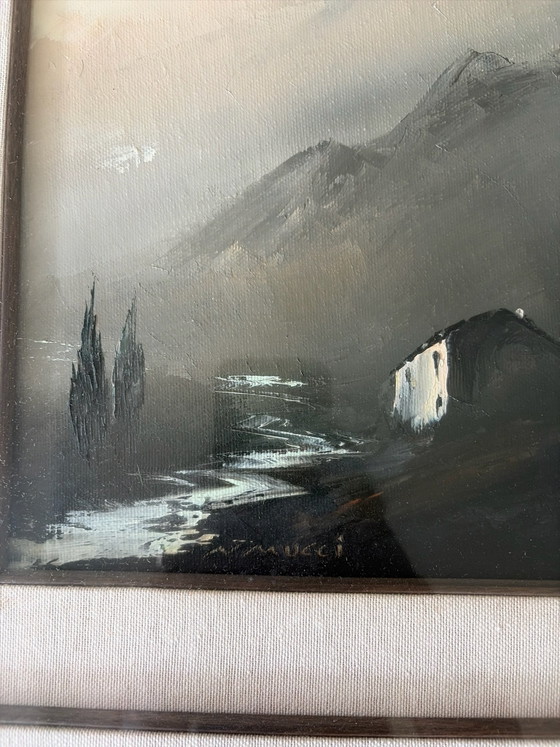 Oil painting on canvas signed Natalino Mucci, Glass art, Wood, Grey (photo 2 of 10)