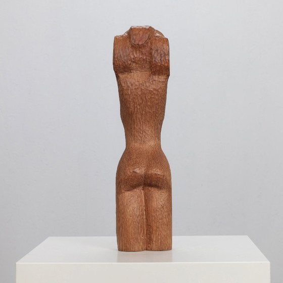 „Frau in Ketten“, handgeschnitzte Torso-Skulptur aus Holz, Niederlande, 1970er Jahre – Bildhauerei, Cast Iron (photo 5 of 9)